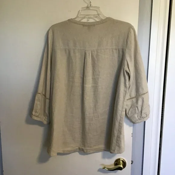 JONES New York Linen Button Front Blouse - Picture 3 of 7